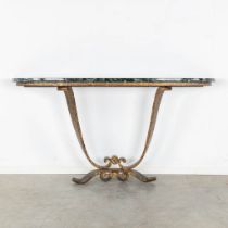 A wrought-iron console table, attributed to Raymond SUBES (1891-1970). Art Deco. (L:42 x W:180 x H:9