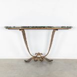 A wrought-iron console table, attributed to Raymond SUBES (1891-1970). Art Deco. (L:42 x W:180 x H:9