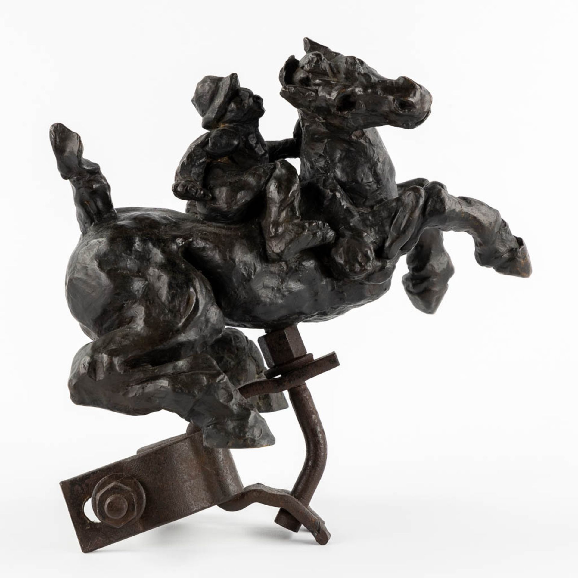 P. LAMBERT (XX) 'Riding a horse' patinated bronze, Ducros Foundry Mark. (L:15 x W:27 x H:28 cm) - Image 3 of 11