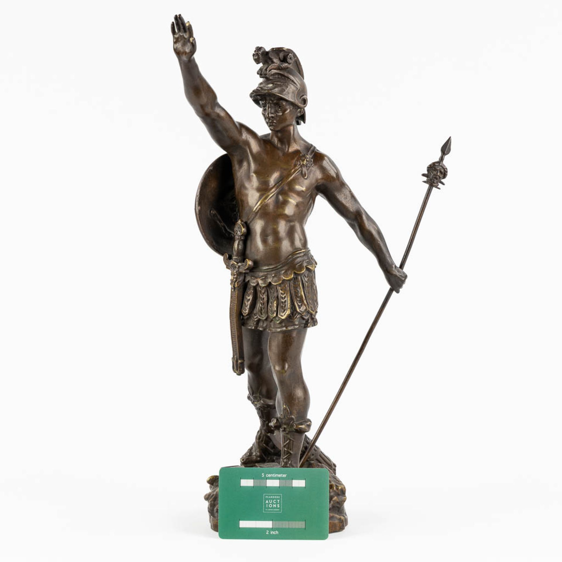 Désiré GRISARD (1872-?) 'Victorious' patinated bronze. (L:14 x W:25 x H:40 cm) - Image 2 of 14