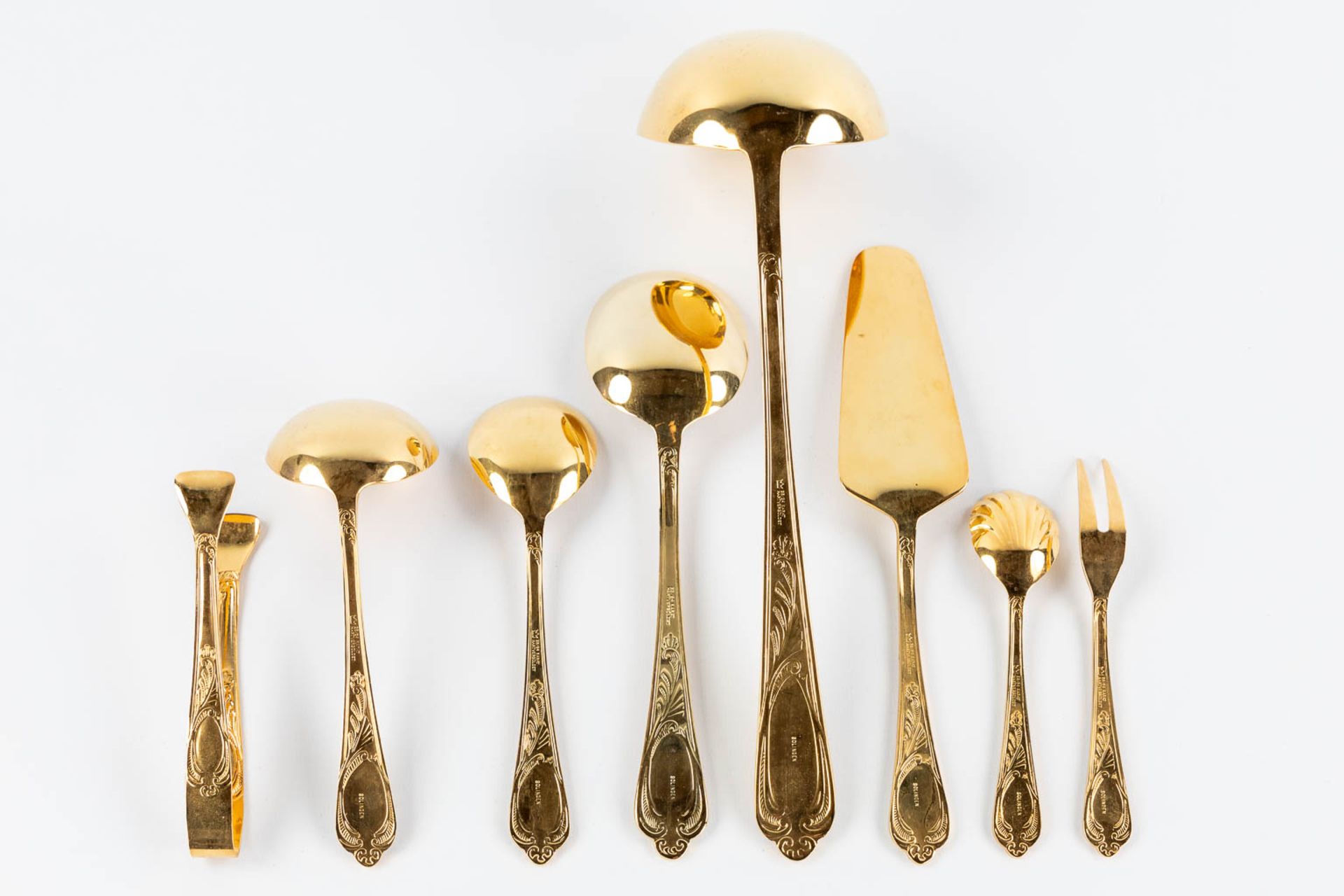 A gold-plated 'Solingen' flatware cutlery set, made in Germany. Model 'Louis XV' . (L:34 x W:45 x H: - Bild 5 aus 11