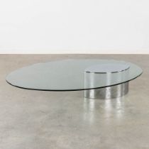 Cini BOERI (1924-2020) 'Lunario' a coffee table, metal and glass. (L:110 x W:150 x H:30 cm)