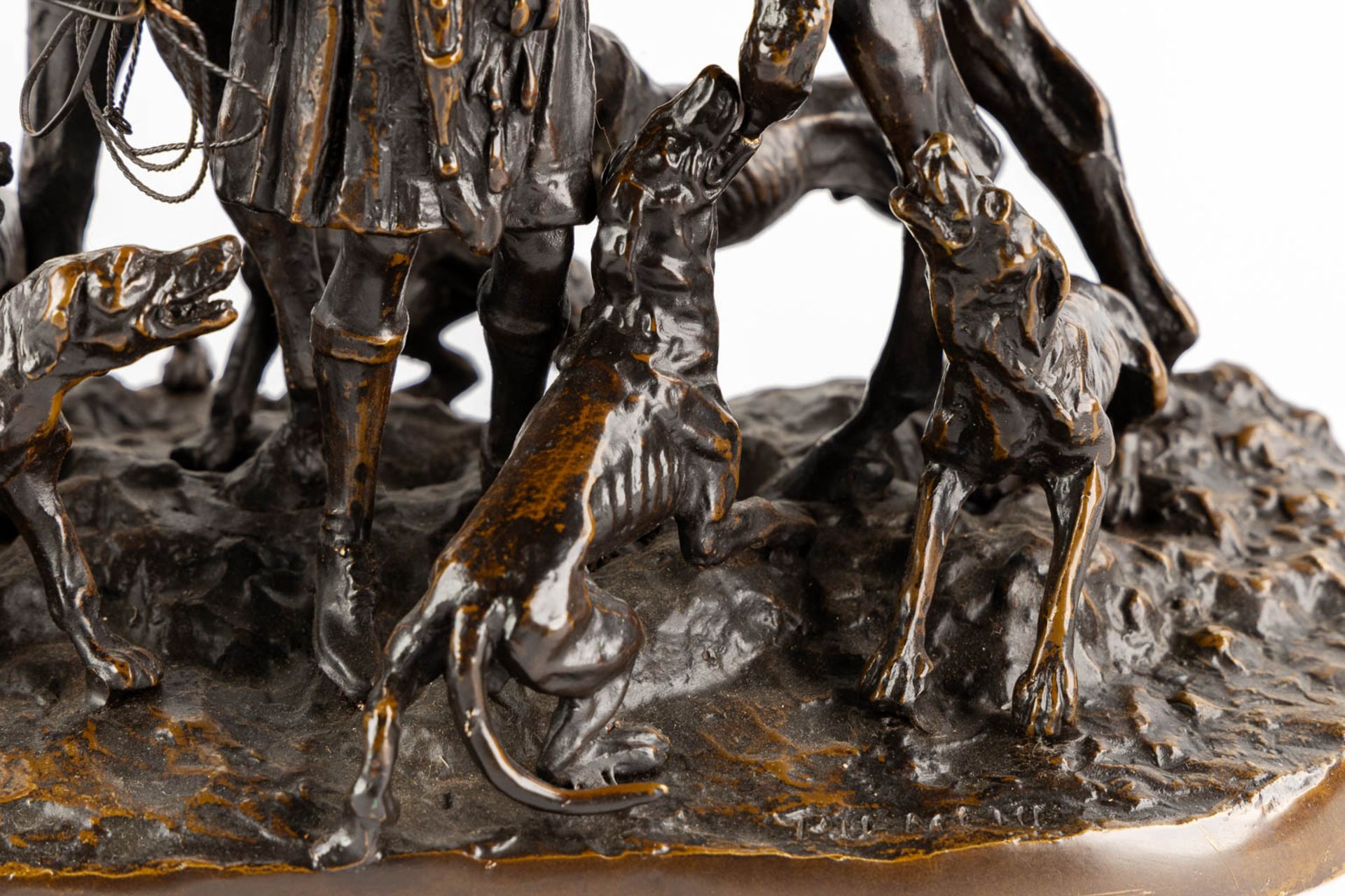 Pierre-Jules MÈNE (1810-1879) 'Hunting Scene with Scottish Figurine' patinated bronze. (L:20 x W:35 - Bild 9 aus 14
