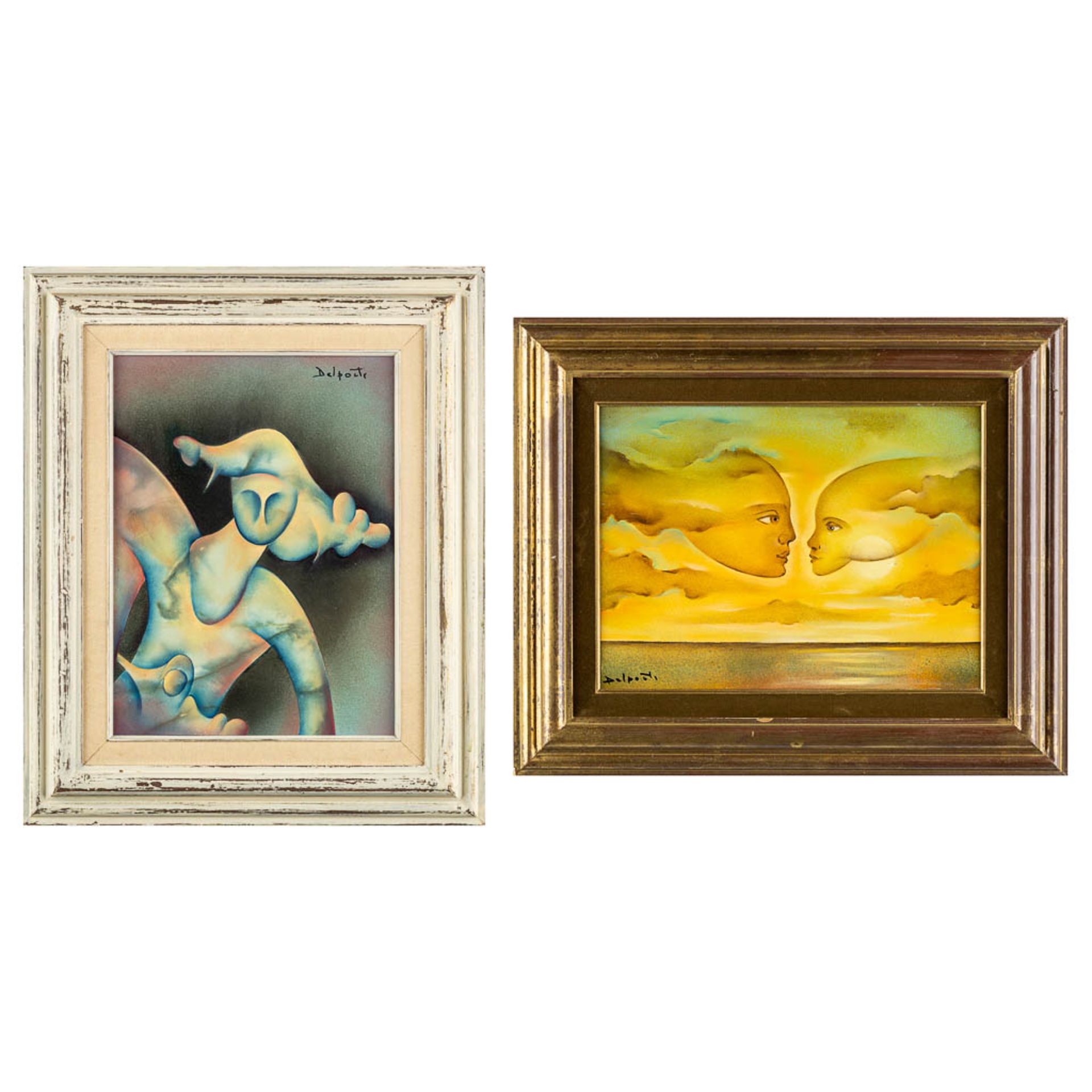 Charles DELPORTE (1928-2012) 'Two Paintings' mixed media on board/panel. (W:30 x H:30 cm)
