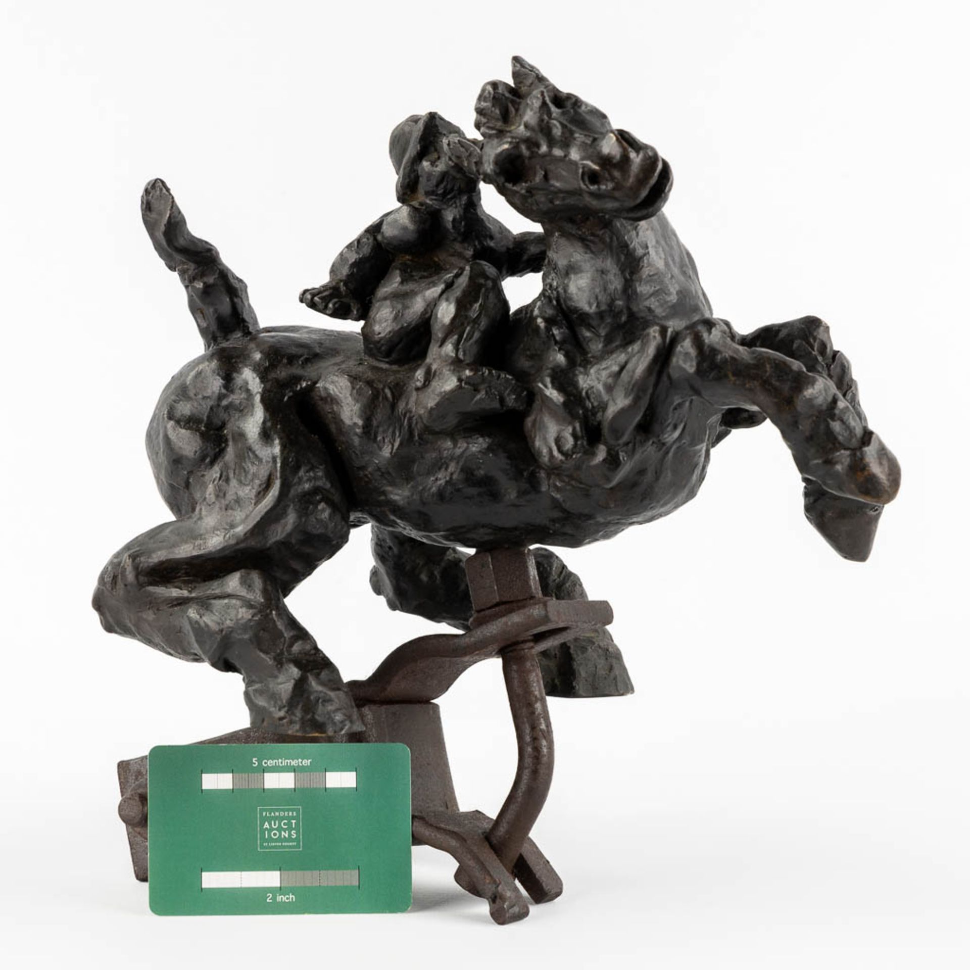 P. LAMBERT (XX) 'Riding a horse' patinated bronze, Ducros Foundry Mark. (L:15 x W:27 x H:28 cm) - Image 2 of 11