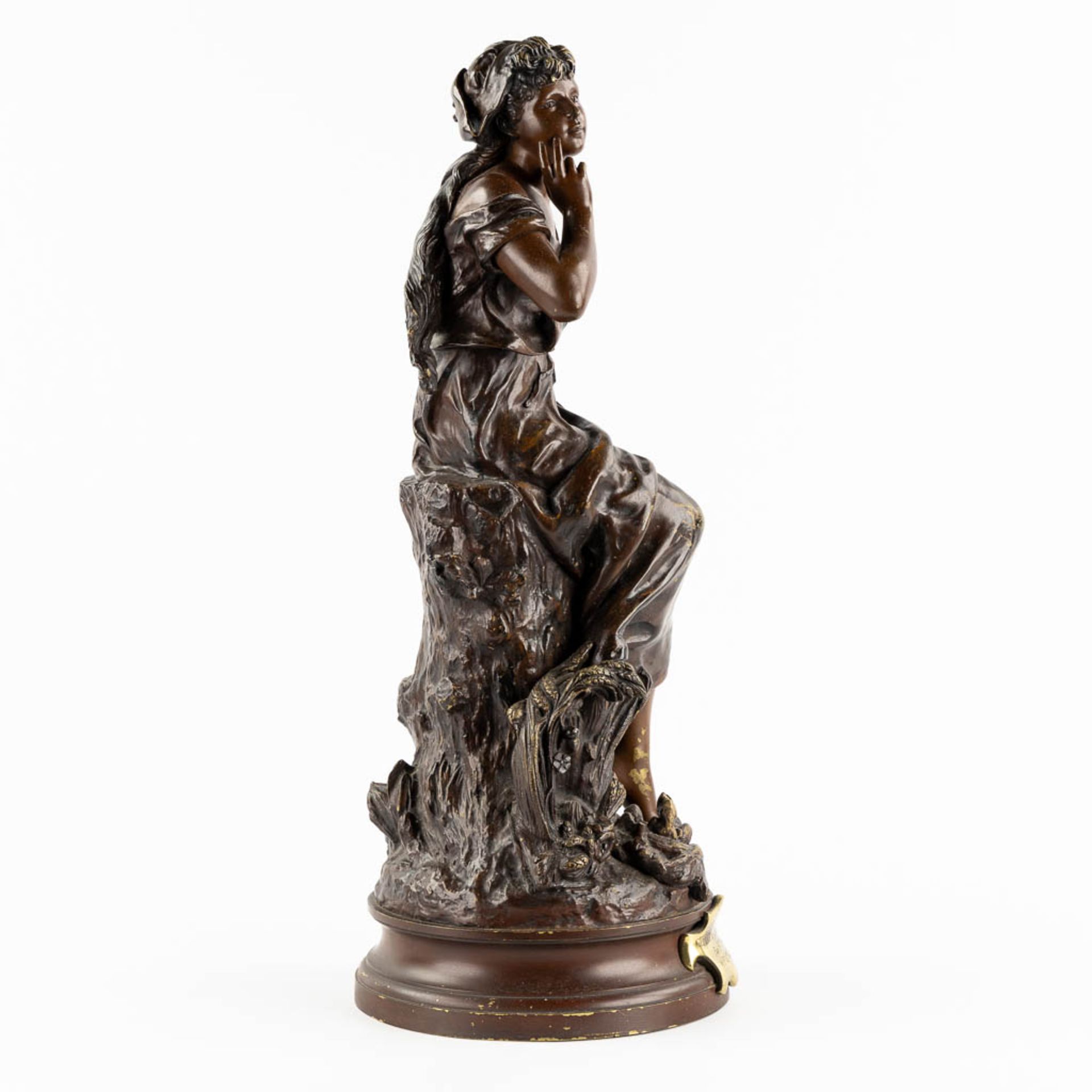 Hippolyte MOREAU (1832-1927) 'Chant De Lalouette' patinated bronze. (L:23 x W:27 x H:59 cm) - Image 9 of 20