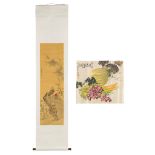 Two Chinese scrolls, watercolor on paper and silk. (W:50 x H:227 cm)