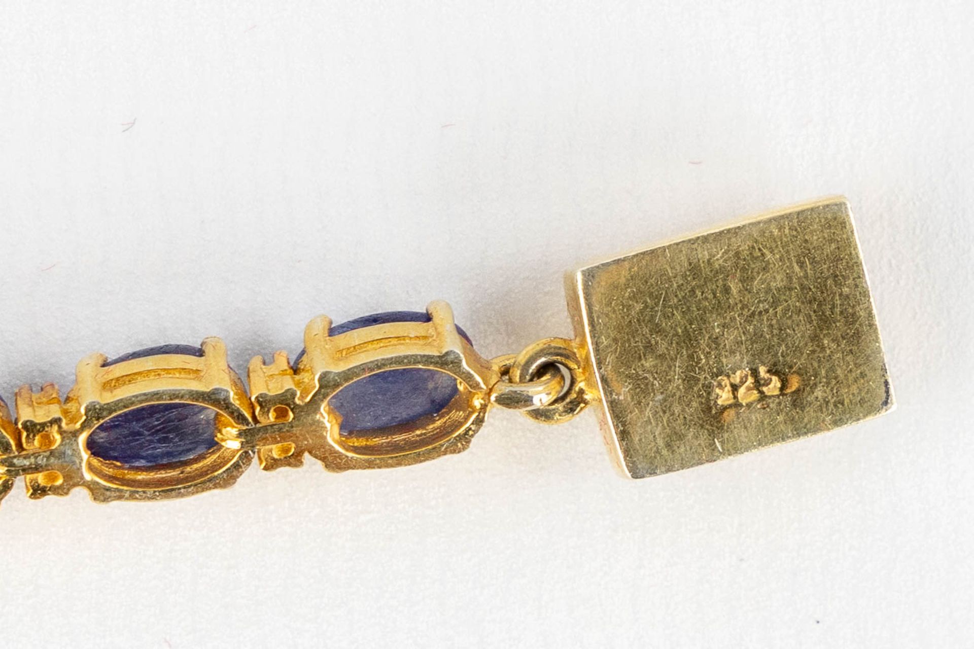 A bracelet, gilt silver with cabochon Sapphires and old cut diamonds. 23,35g. - Image 8 of 8