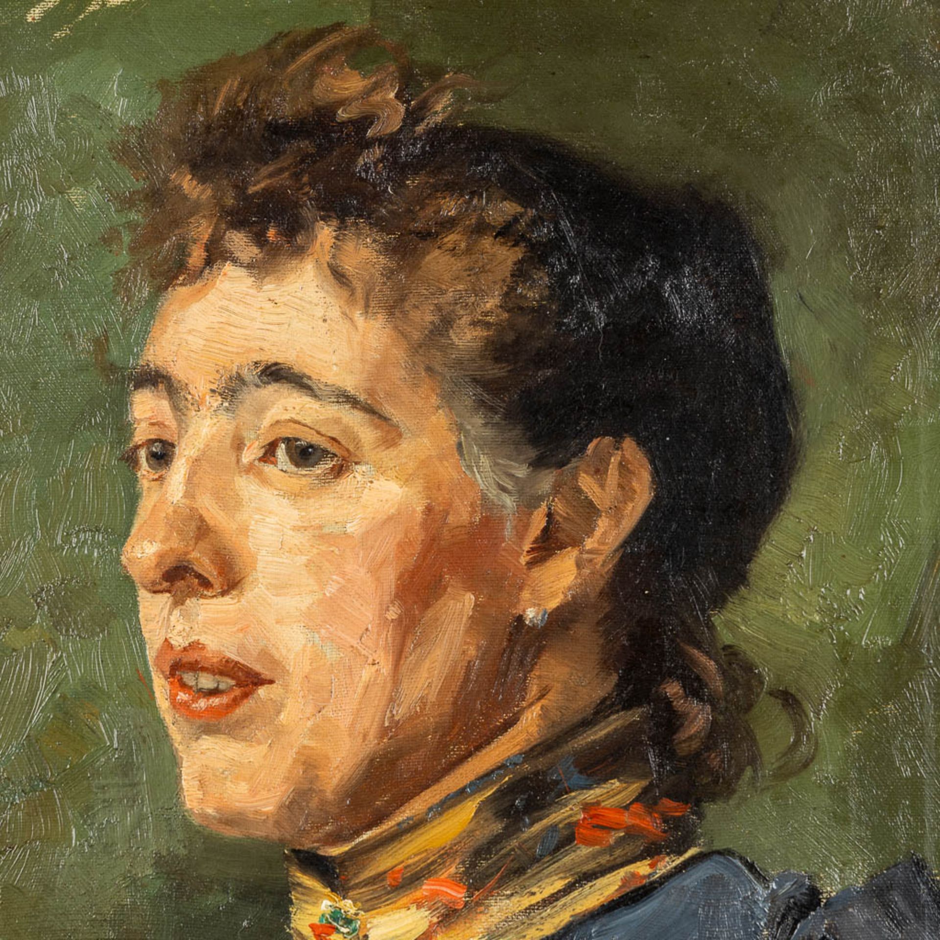 Jules POLLET (1870-1941) 'Portrait of a lady' oil on canvas. (W:32 x H:40 cm) - Image 4 of 6