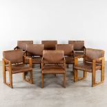 Afra & Tobia SCARPA (XX-XXI)(attr.) 8 Chairs, wood and leather. (L:58 x W:54 x H:80 cm)