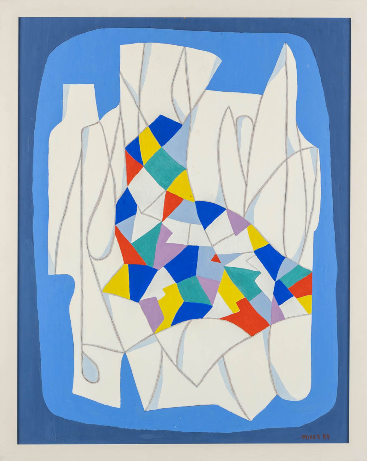 Jozef MEES (1898-1987) 'Abstract' oil on board. 1984. (W:71,5 x H:91,5 cm) - Image 3 of 7