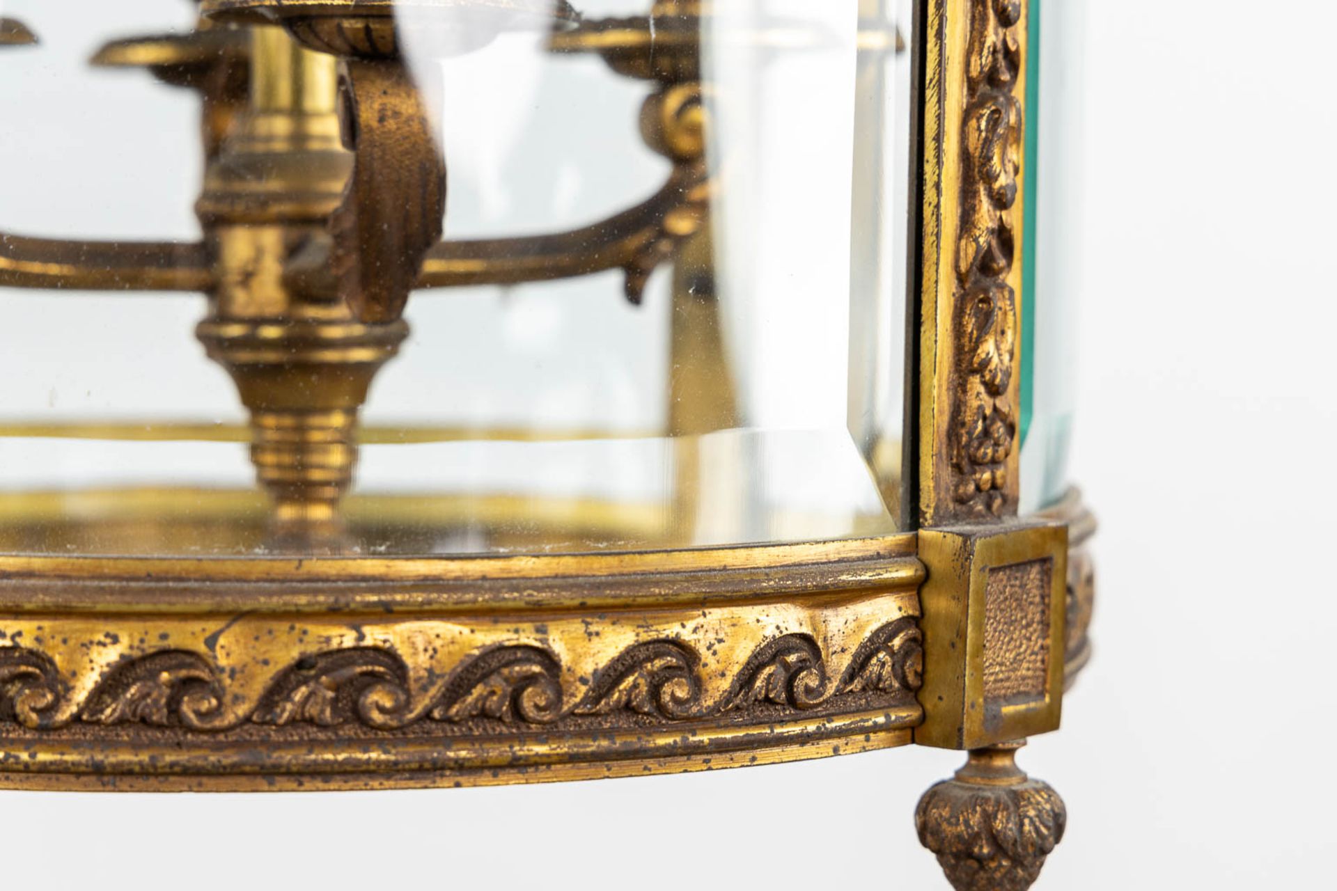 A lantern, brass and glass in Louis XVI style. (H:68 x D:37 cm) - Image 10 of 11