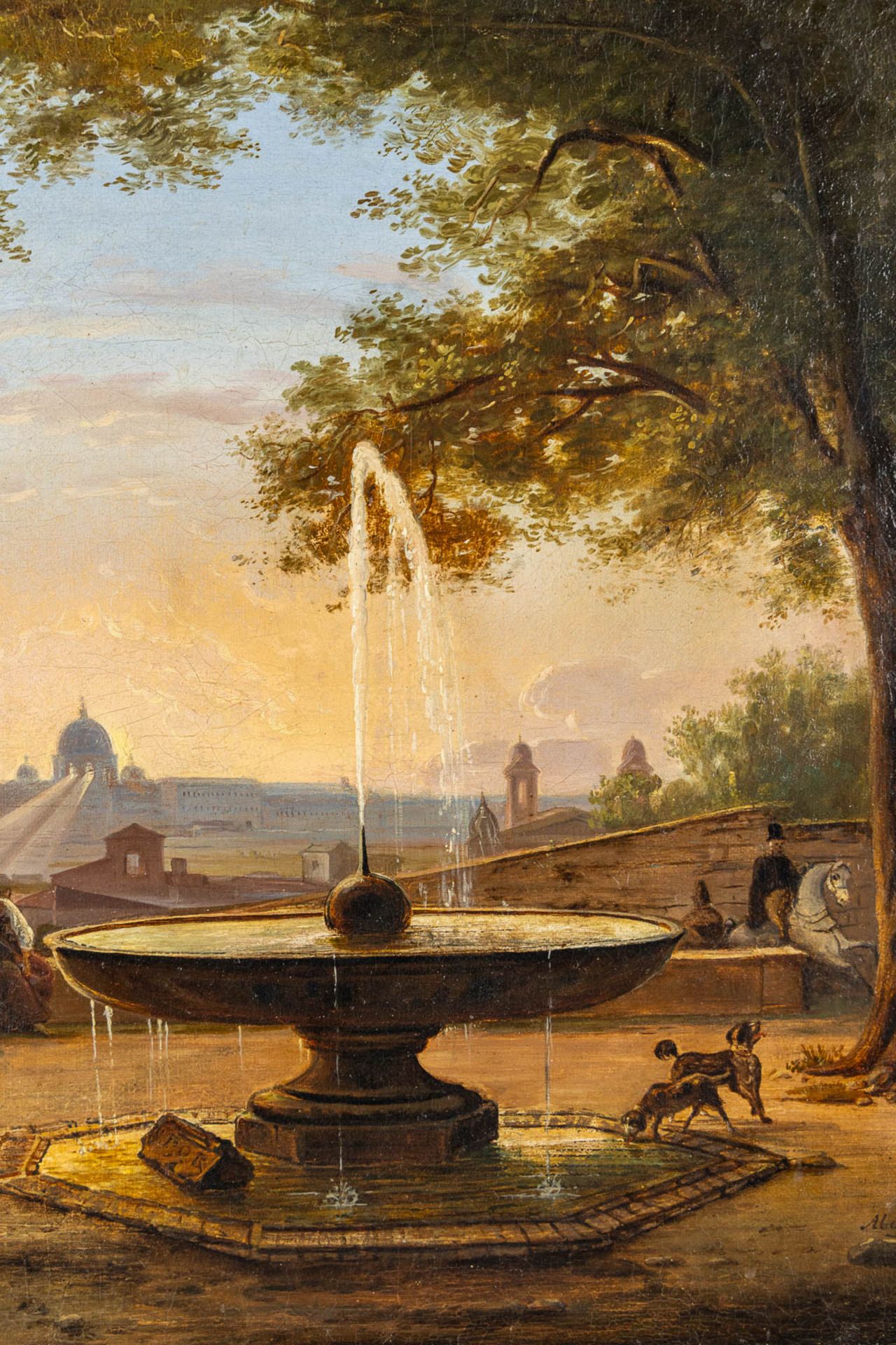 Jodocus VAN DEN ABEELE (1797-1855) 'De Medici Fountain and a view of Rome' oil on canvas. (W:51,5 x - Image 6 of 9