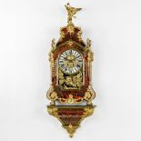 A cartel clock on a stand, tortoiseshell inlay mounted with gilt bronze. Japy Frères, 19th C. (L:17