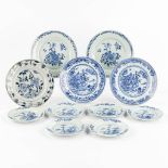 Eleven pieces of Chinese porcelain plates, blue-white decor. (D:24 cm)