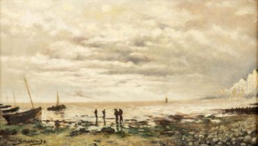 Joseph SCHAKEWITS (1848-1913) 'marine' oil on canvas. (W:52 x H:30,5 cm)