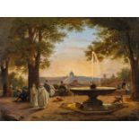 Jodocus VAN DEN ABEELE (1797-1855) 'De Medici Fountain and a view of Rome' oil on canvas. (W:51,5 x