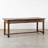 An antique Farmer's Table, oak, 19th C. (L:79 x W:192 x H:76 cm)