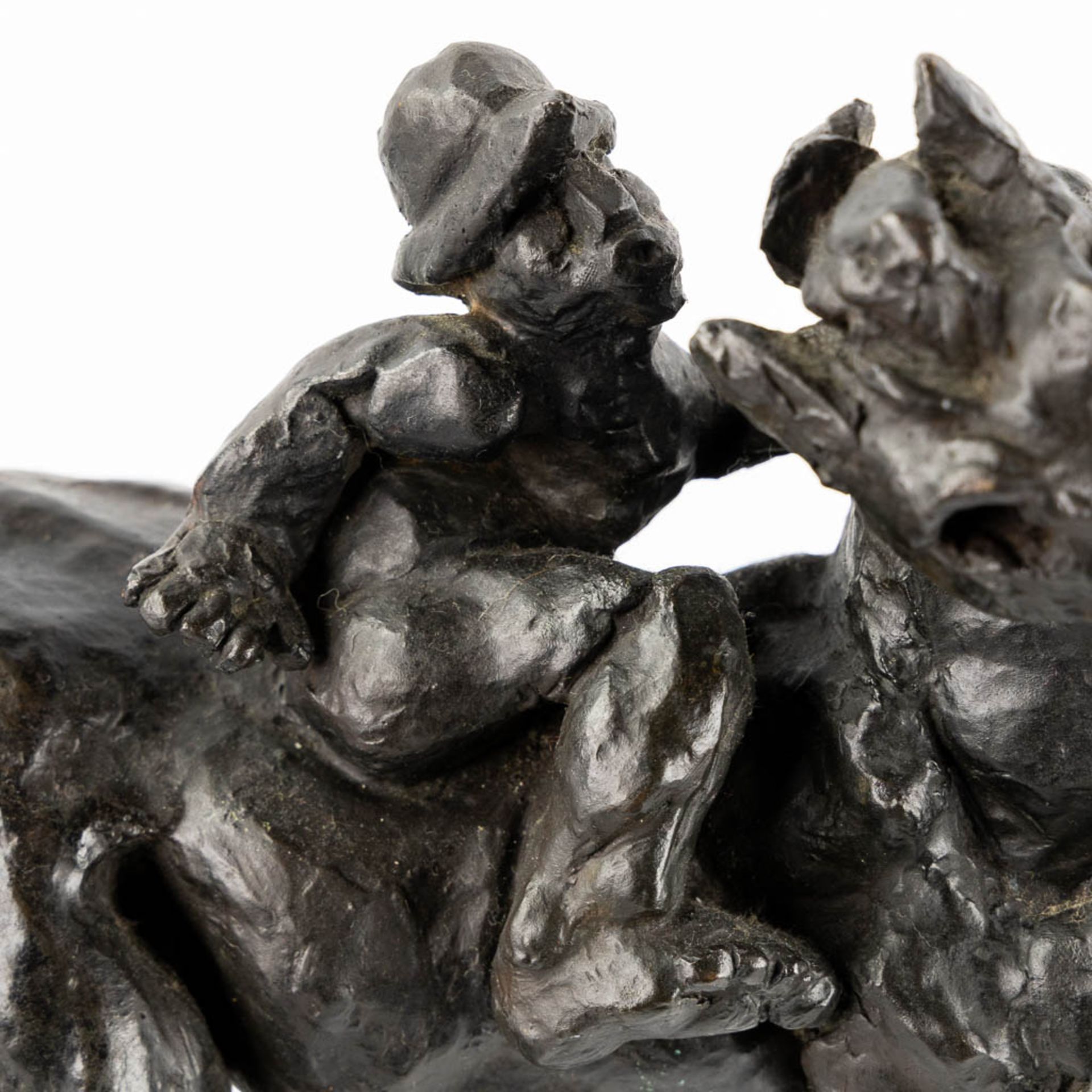 P. LAMBERT (XX) 'Riding a horse' patinated bronze, Ducros Foundry Mark. (L:15 x W:27 x H:28 cm) - Image 8 of 11