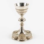 Michel Coste, a silver-plated chalice, Gothic Revival, finished with facetted glass. (H:22 x D:15 cm