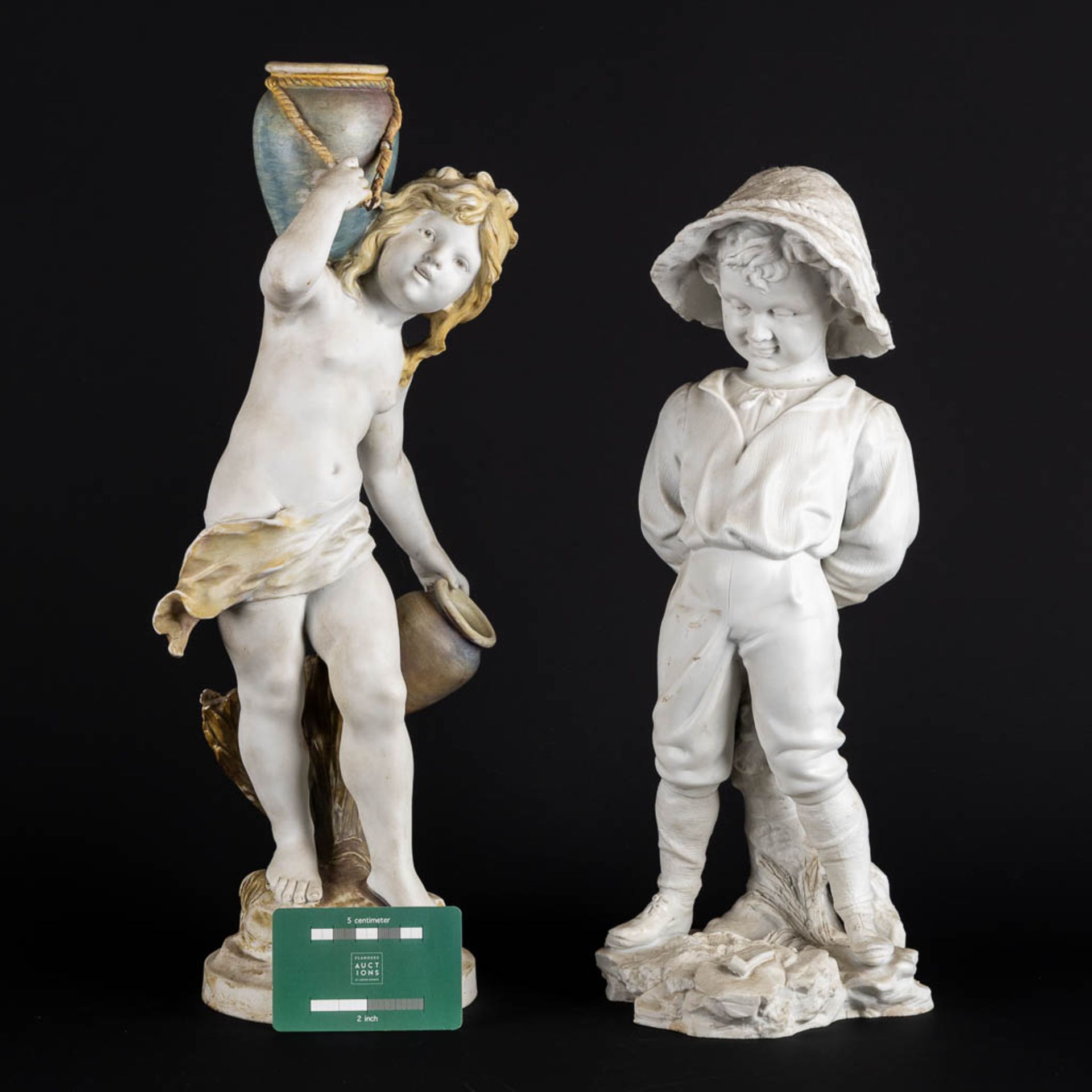 Auguste MOREAU (1834-1917) 'Two figurines' porcelain, Sèvres marks. (H:43 cm) - Image 2 of 15