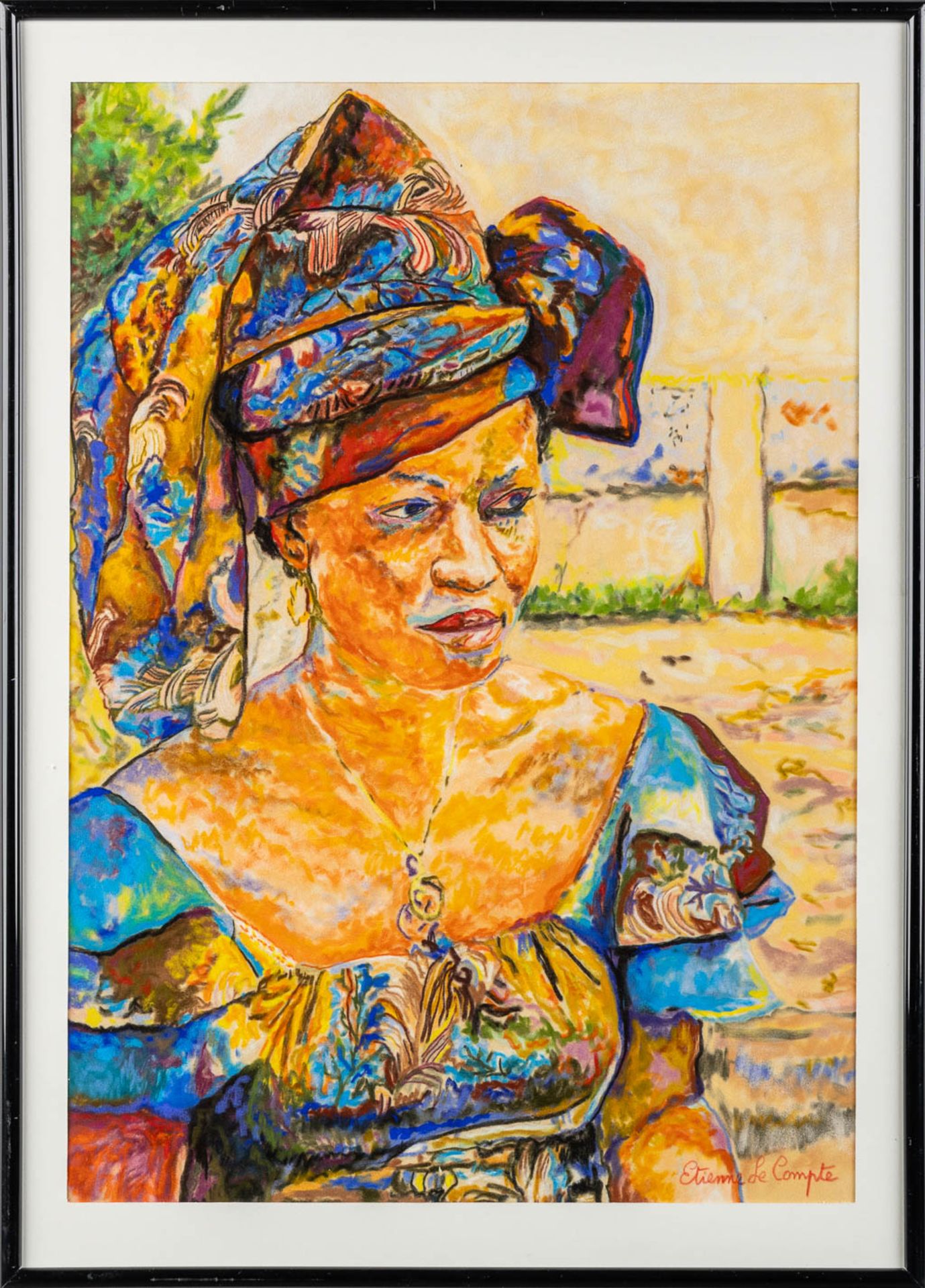 Étienne LE COMPTE (1931-2010) 'African Lady'. (W:50 x H:70 cm) - Bild 3 aus 6