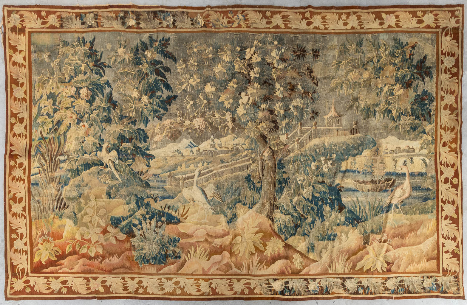 An antique Tapissery, decorated with fauna and flora. 17th C. (L:400 x W:260 cm) - Image 2 of 12