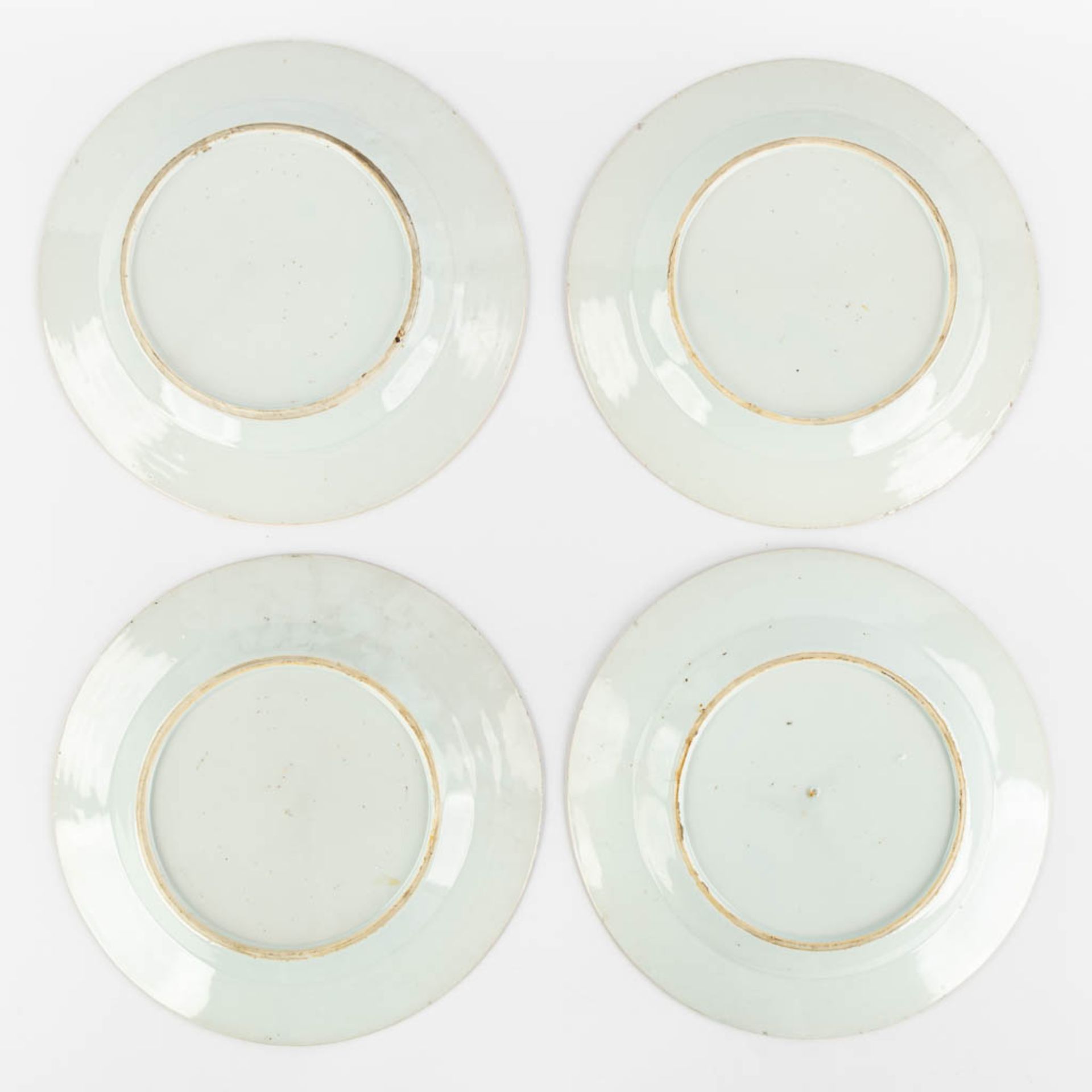 Ten Chinese Famille Rose plates and cups, flower decor. (D:23,5 cm) - Image 5 of 13