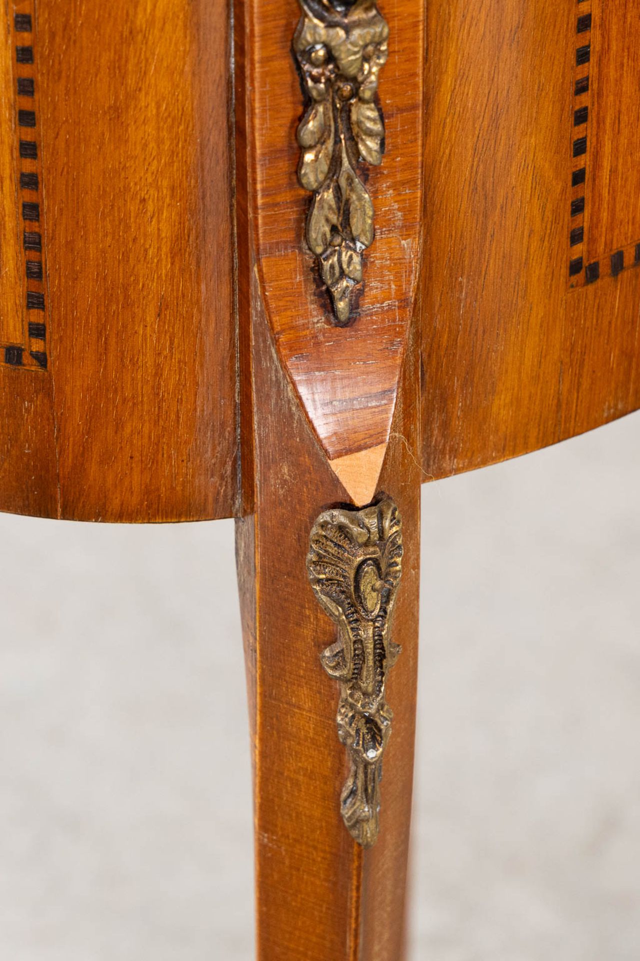 Three small side tables, marquetry and painted decor. 20th C. (L:30 x W:44 x H:71 cm) - Bild 8 aus 14