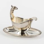 Christofle France 'Malmaison', a saucer with an eagle head. Silver-plated metal. (L:14 x W:22,5 x H: