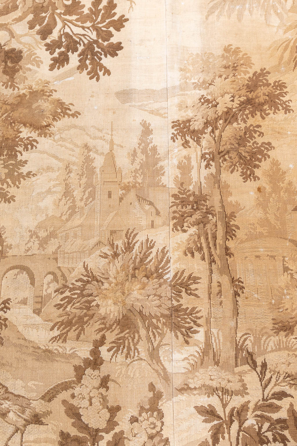 A large tapestry decorated with a landscape and castle. The first half of the 20th C. (W:230 x H:337 - Bild 4 aus 7