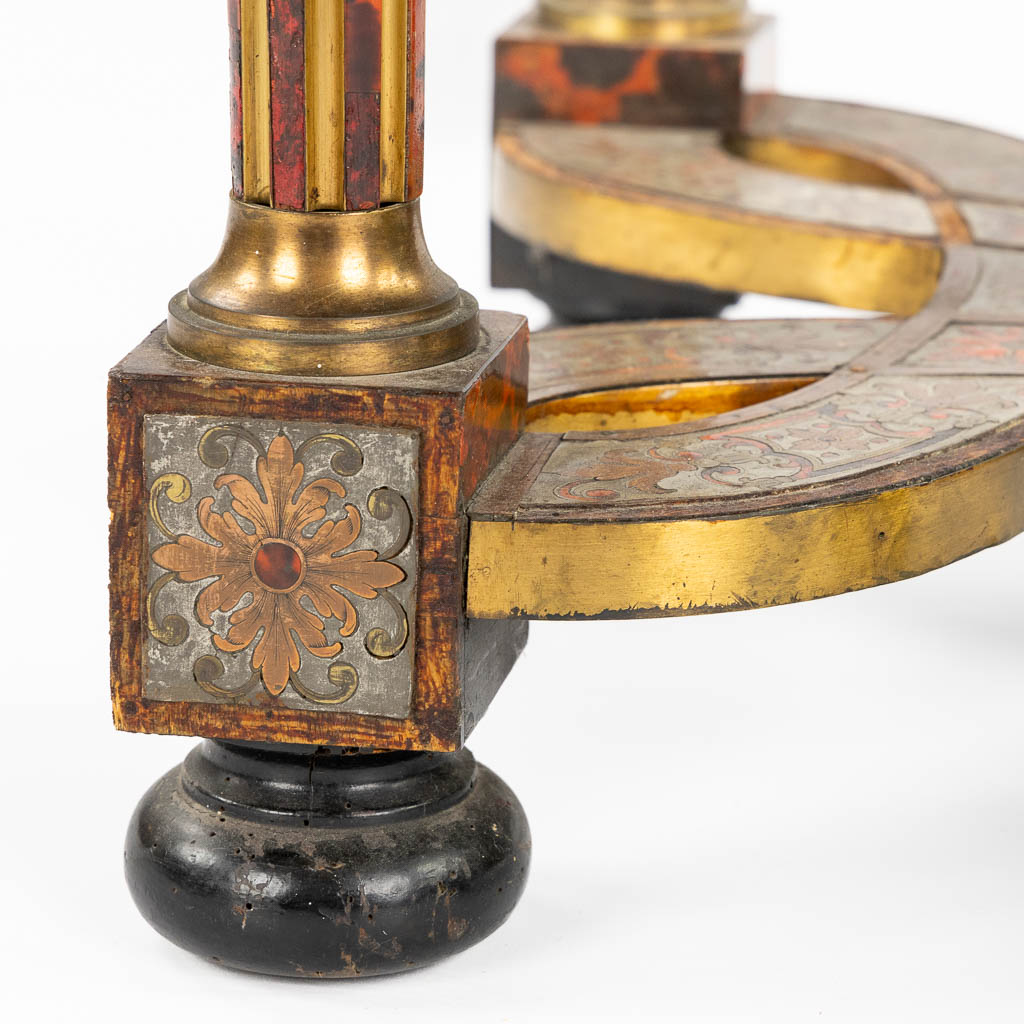 A Napoleon 3 style, Boulle and copper inlay side table, 20th C. (L:47 x W:47 x H:53 cm) - Image 8 of 12