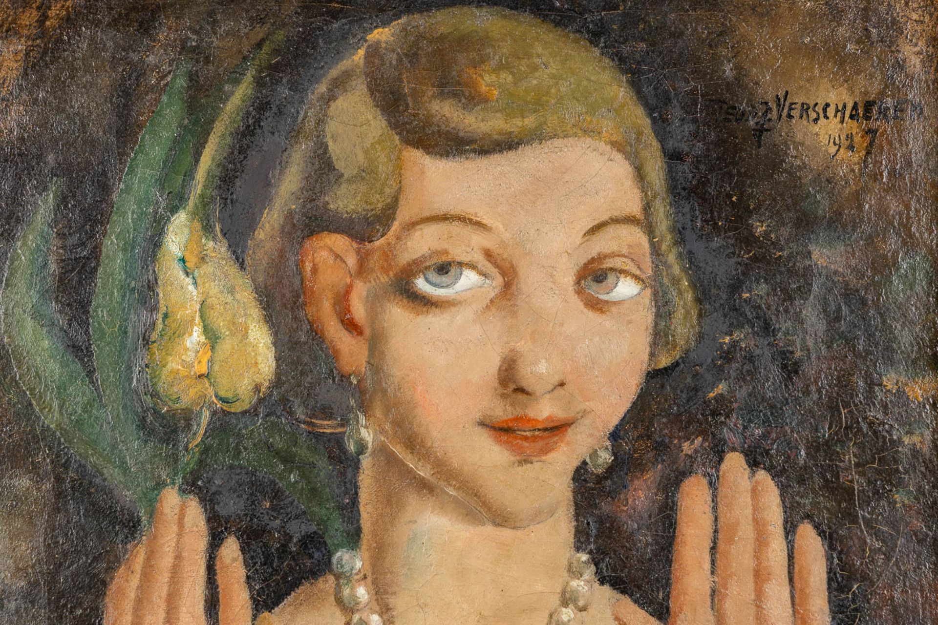 Theodore J. VERSCHAEREN (1874-1937) 'Portrait of a young lady'. (W:50 x H:75 cm) - Bild 4 aus 7