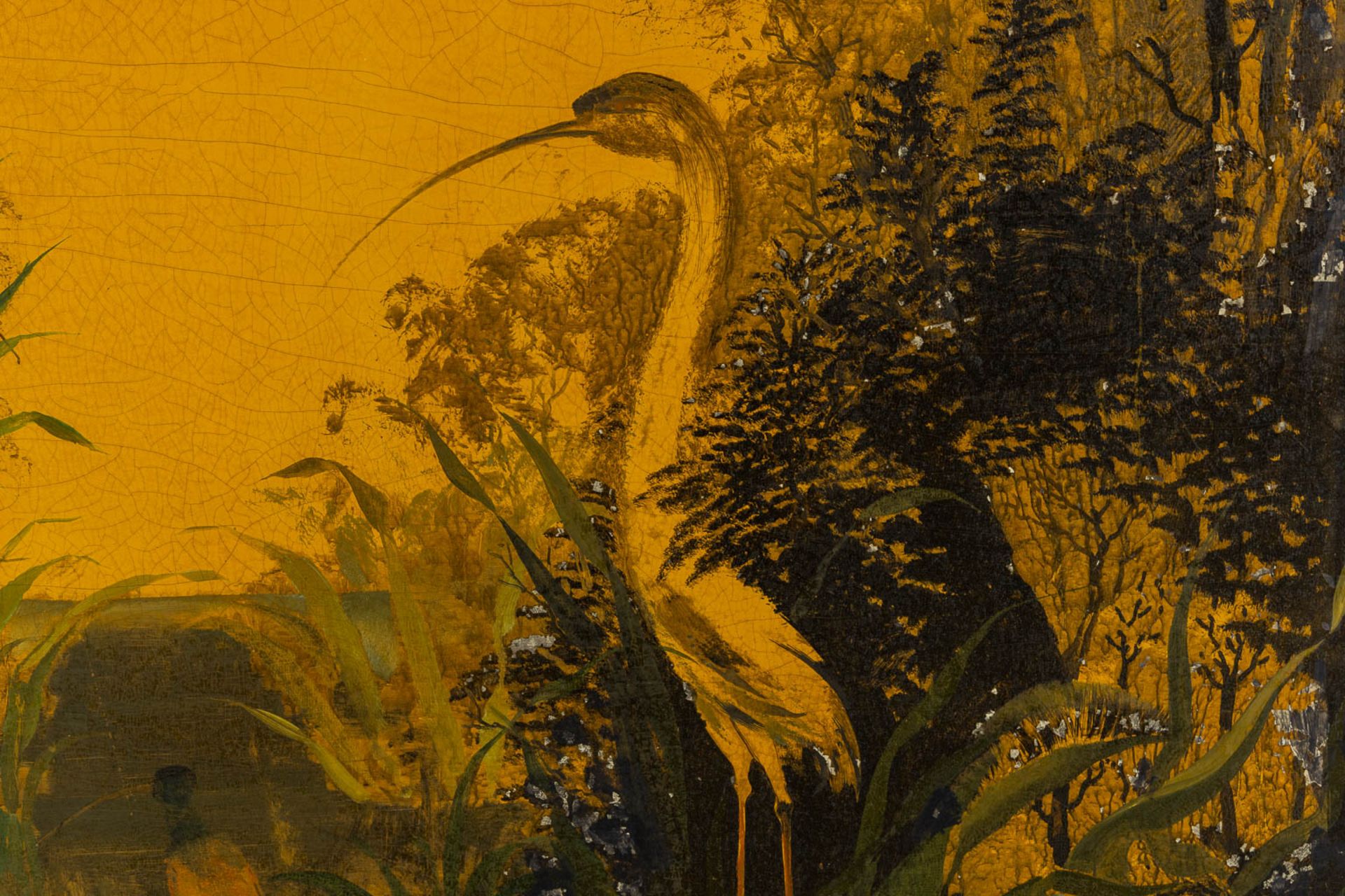 Albert SAVERYS (1886-1964) 'Herons near the pond'. (W:145 x H:120 cm) - Image 6 of 10