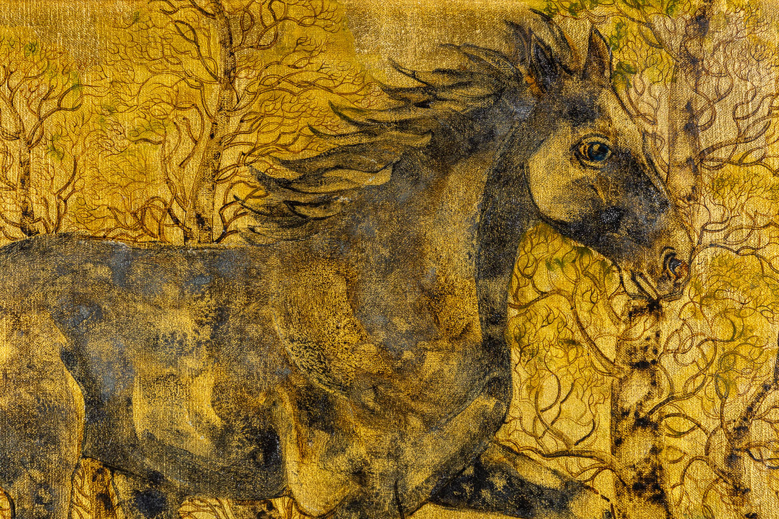 Pierre BASTIN (1939) 'Galopping horse'. (W:60 x H:50 cm) - Image 4 of 7