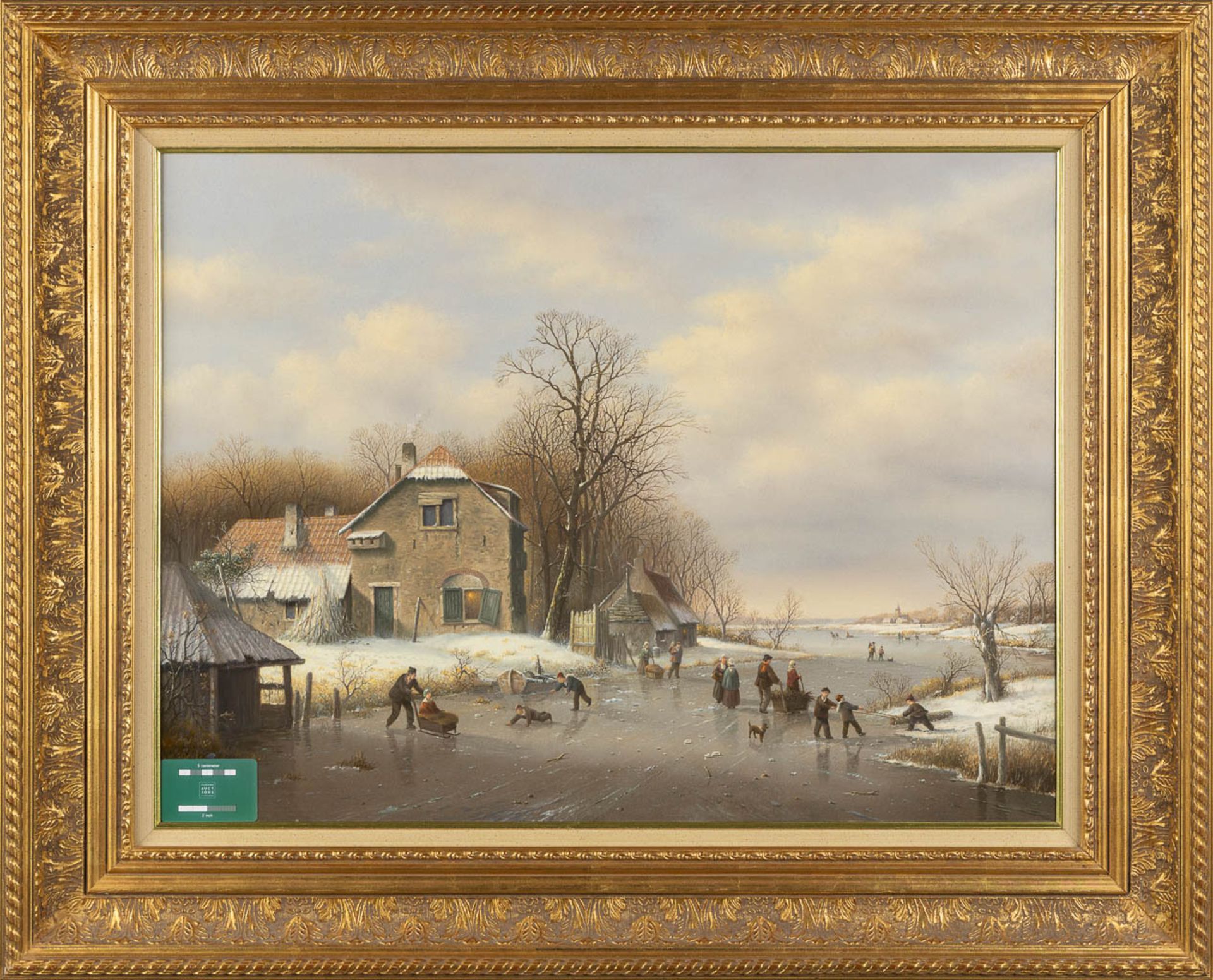 Jan VAN BAELEN (1946) 'Winter Landscape with ice skaters' . (W:80 x H:60 cm) - Image 2 of 8