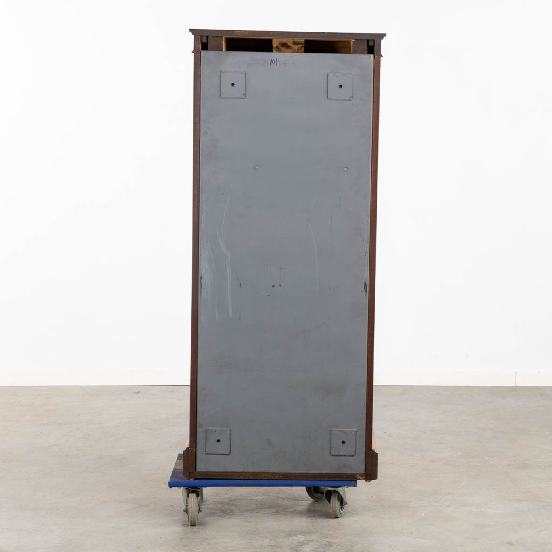 An armory cabinet/safe, metal mounted with wood. Circa 1980. (L:34 x W:60 x H:139 cm) - Bild 6 aus 13