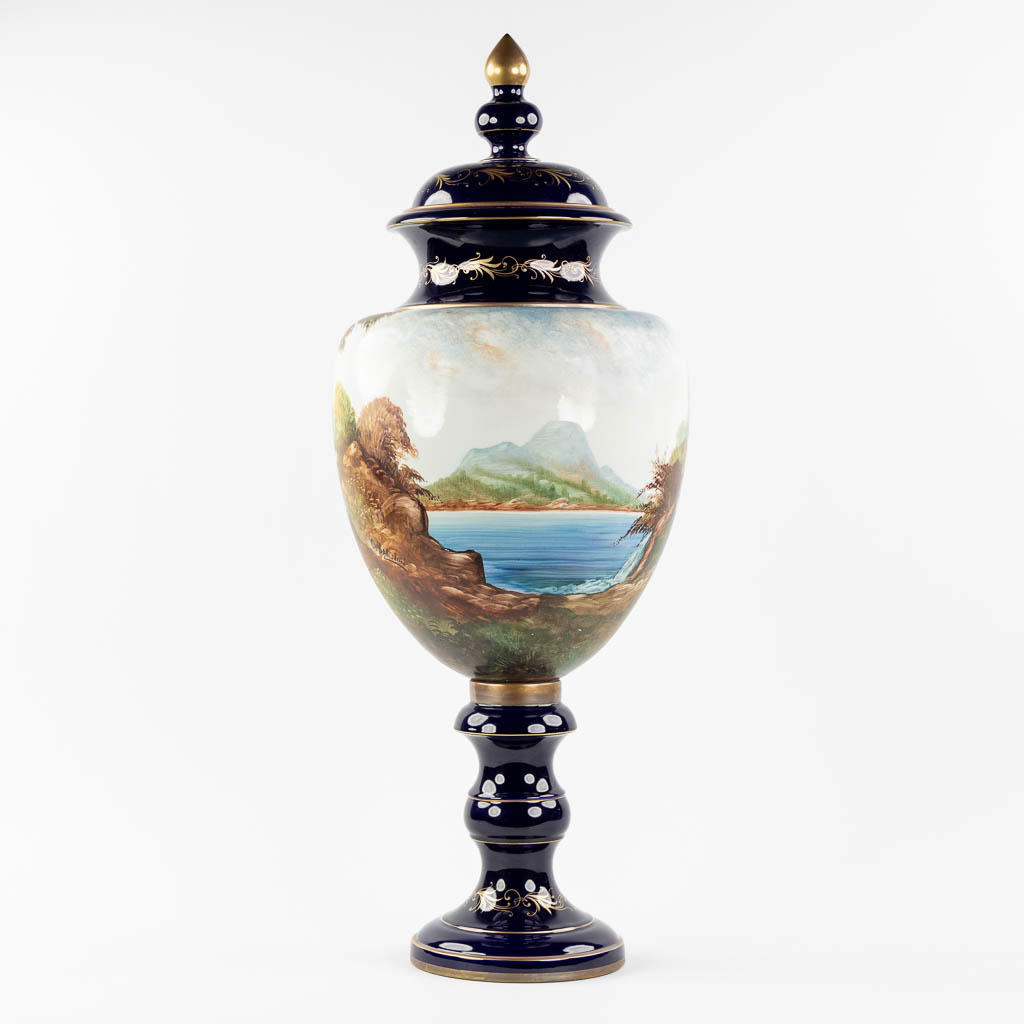Capodimonte Italy, a large vase with hand-painted decor 'Two Nudes'. (H:100 x D:36 cm) - Image 5 of 17