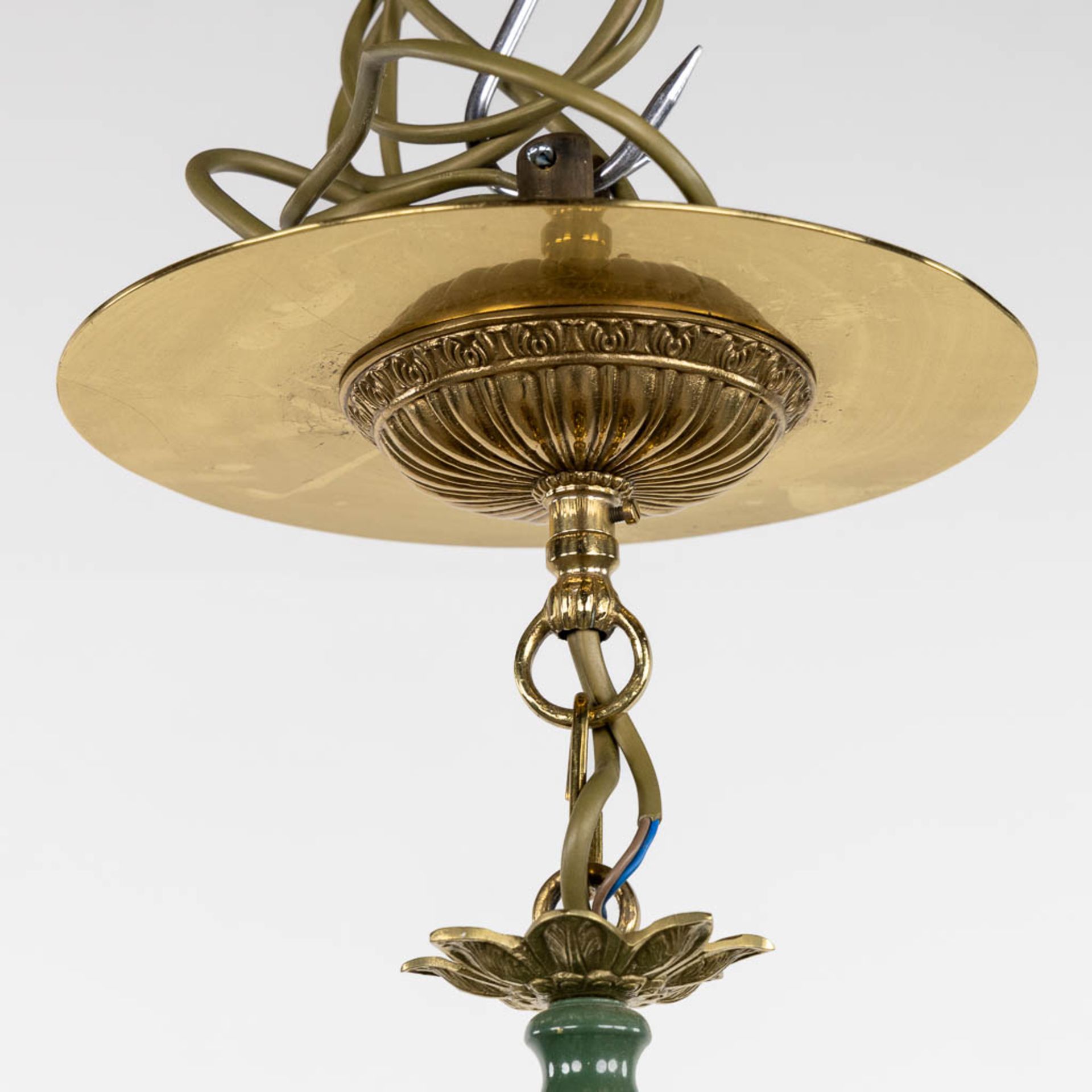 A chandelier, brass in Empire style. Circa 1970. (H:104 x D:73 cm) - Bild 4 aus 8