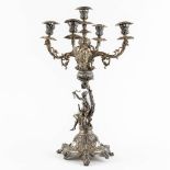 WMF, A large silver-plated candelabra, with an image of Cupid. (L:37 x W:37 x H:57 cm)