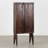 An antique two-door cabinet, hardwood. (L:36 x W:64 x H:143 cm)