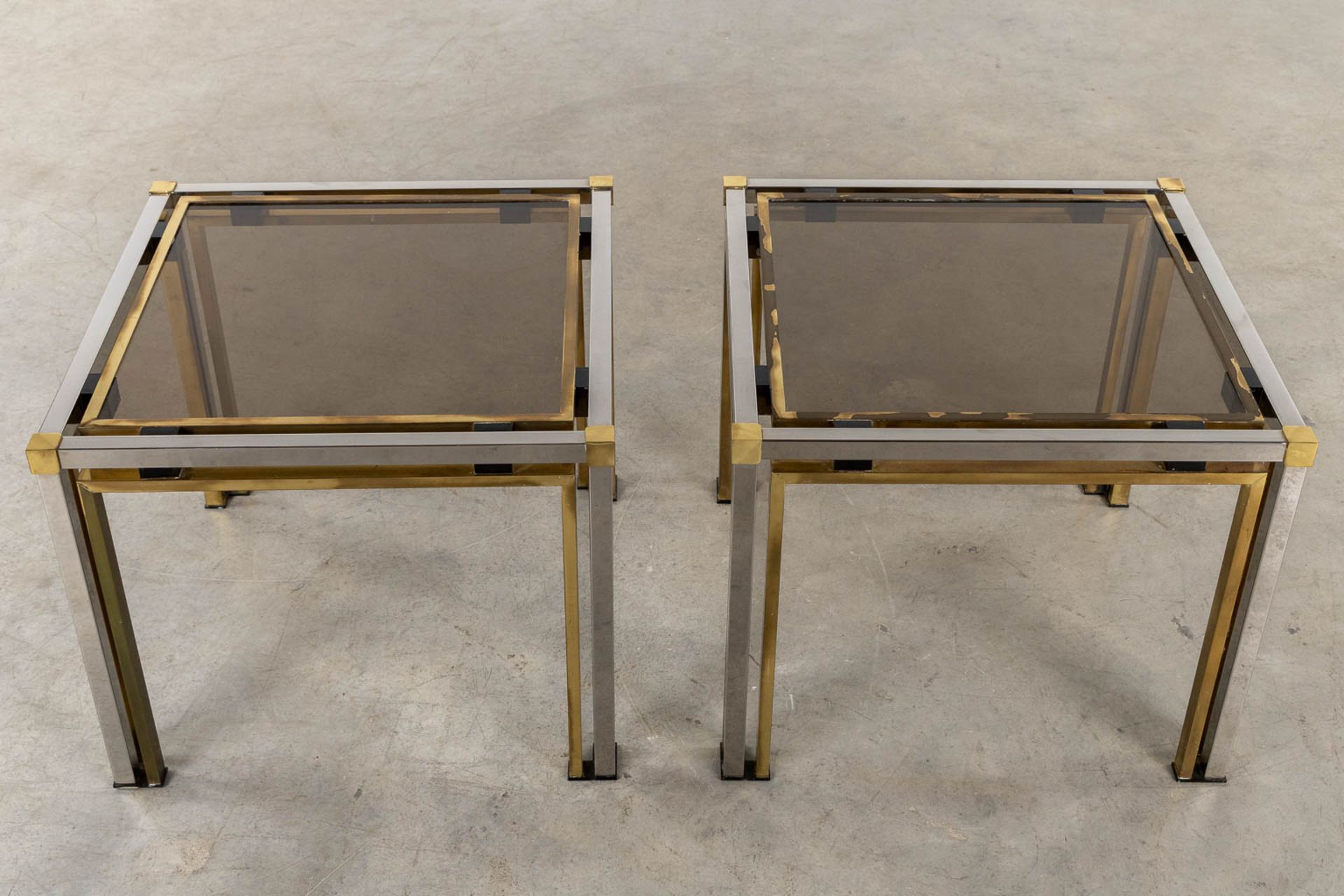 Four identical tables, brass and glass. Dewulf Selection / Belgo Chrome. (L:60 x W:60 x H:50 cm) - Image 11 of 12