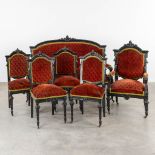 A 6-piece, Louis XVI style salon suite. Circa 1900. (L:71 x W:162 x H:119 cm)