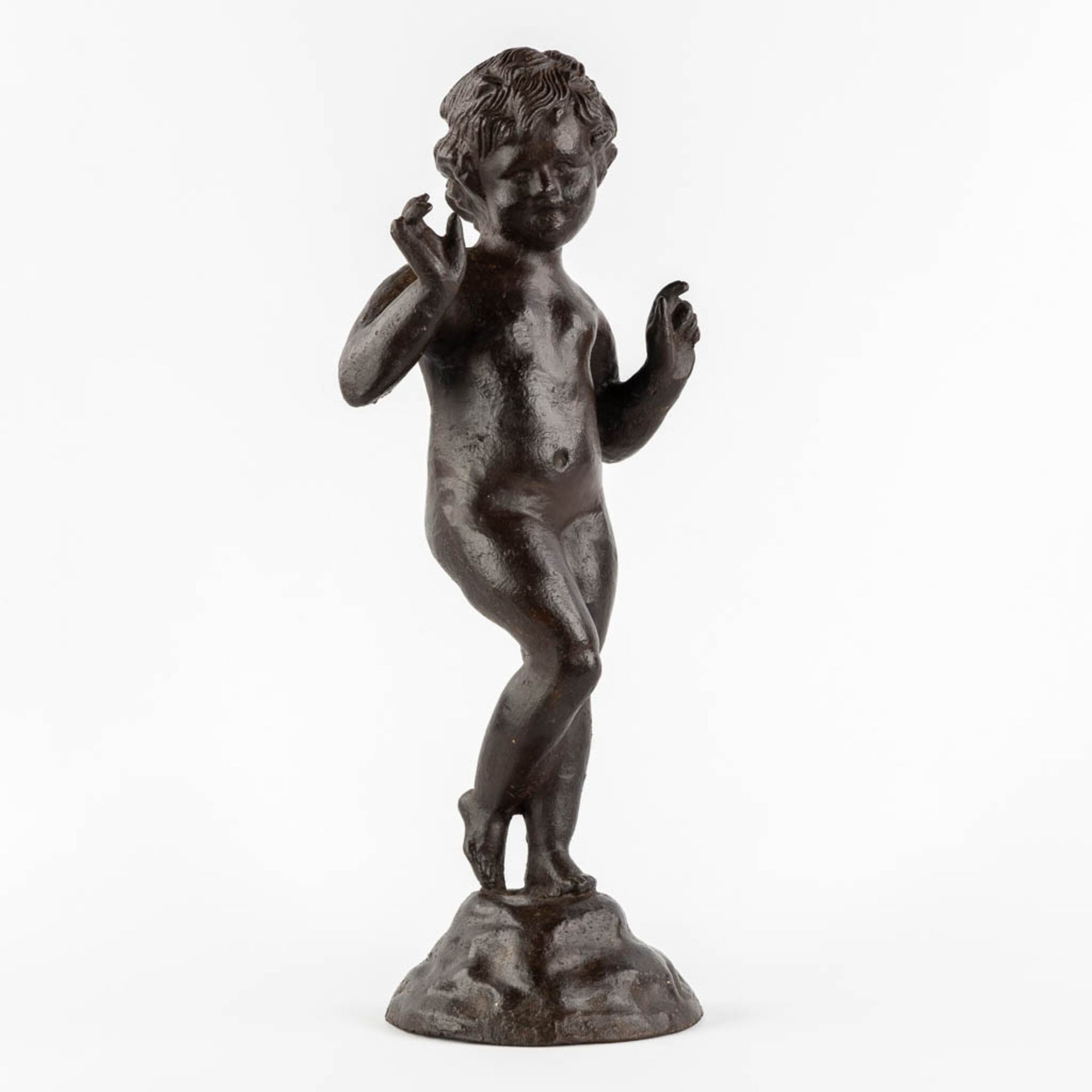 Figurine of a boy, cast-iron. (W:17 x H:53 cm) - Image 3 of 8
