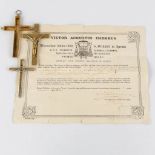 A reliquary crucifix with 5 relics and the original document, Domini Nostri Jesu Christi. (W:9 x H:1