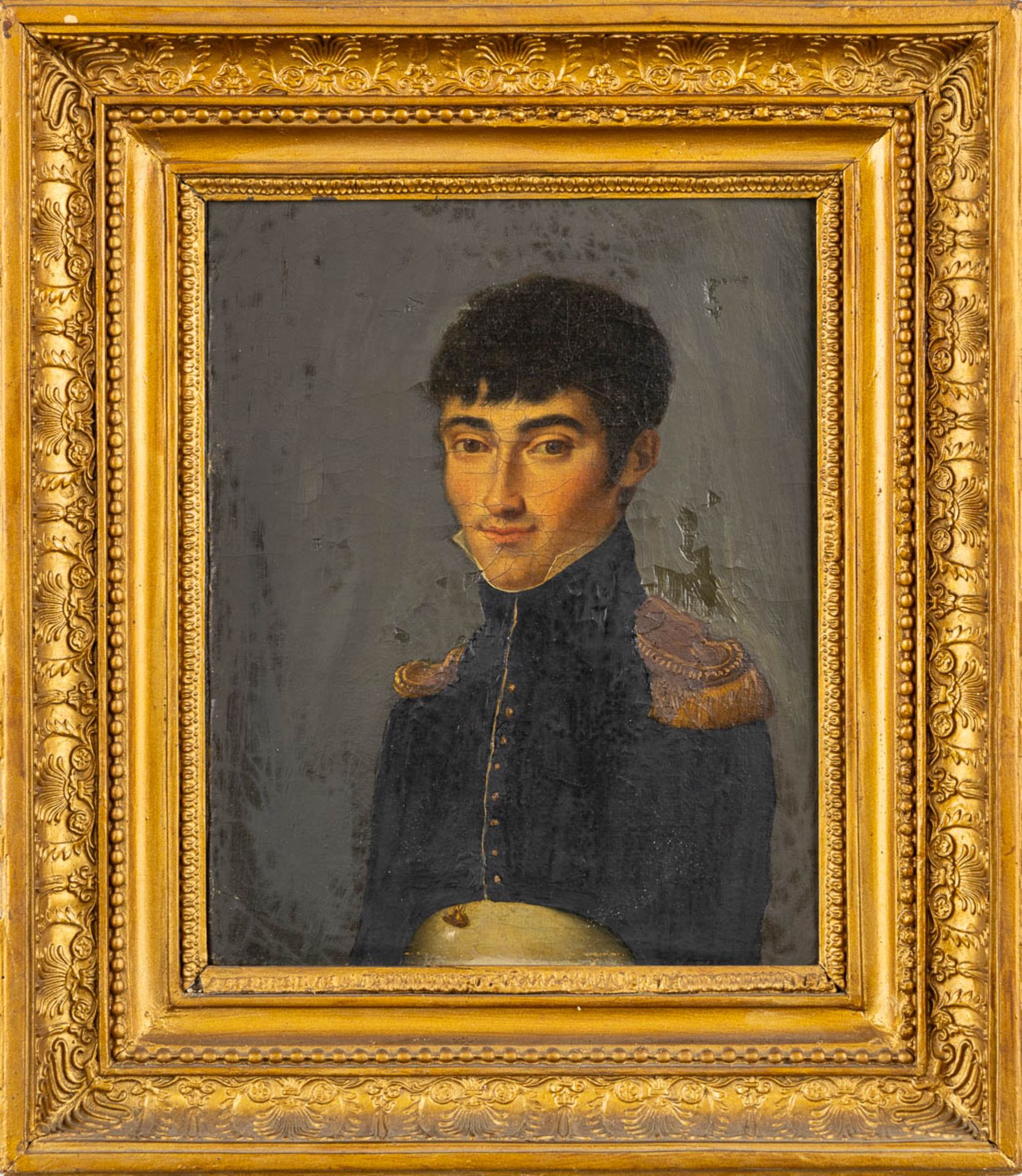 Portrait of a Young Soldier, oil on canvas. Probably Empire period. (W:22 x H:27 cm) - Bild 3 aus 7