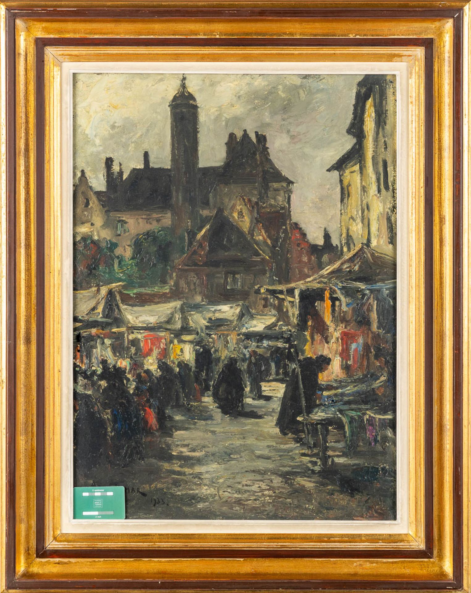 Armand JAMAR (1870-1946) 'Market Scène' 1933. (W:55 x H:75 cm) - Image 2 of 5