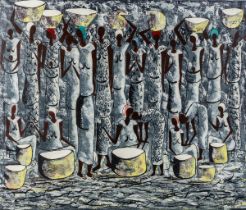 Asanda KUPA (1981)(attr.) 'Water Carriers'. (W:92 x H:78 cm)