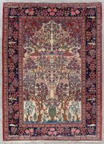 A Fine oriental hand-made and antique carpet, Isfahan. (L:204 x W:146 cm)