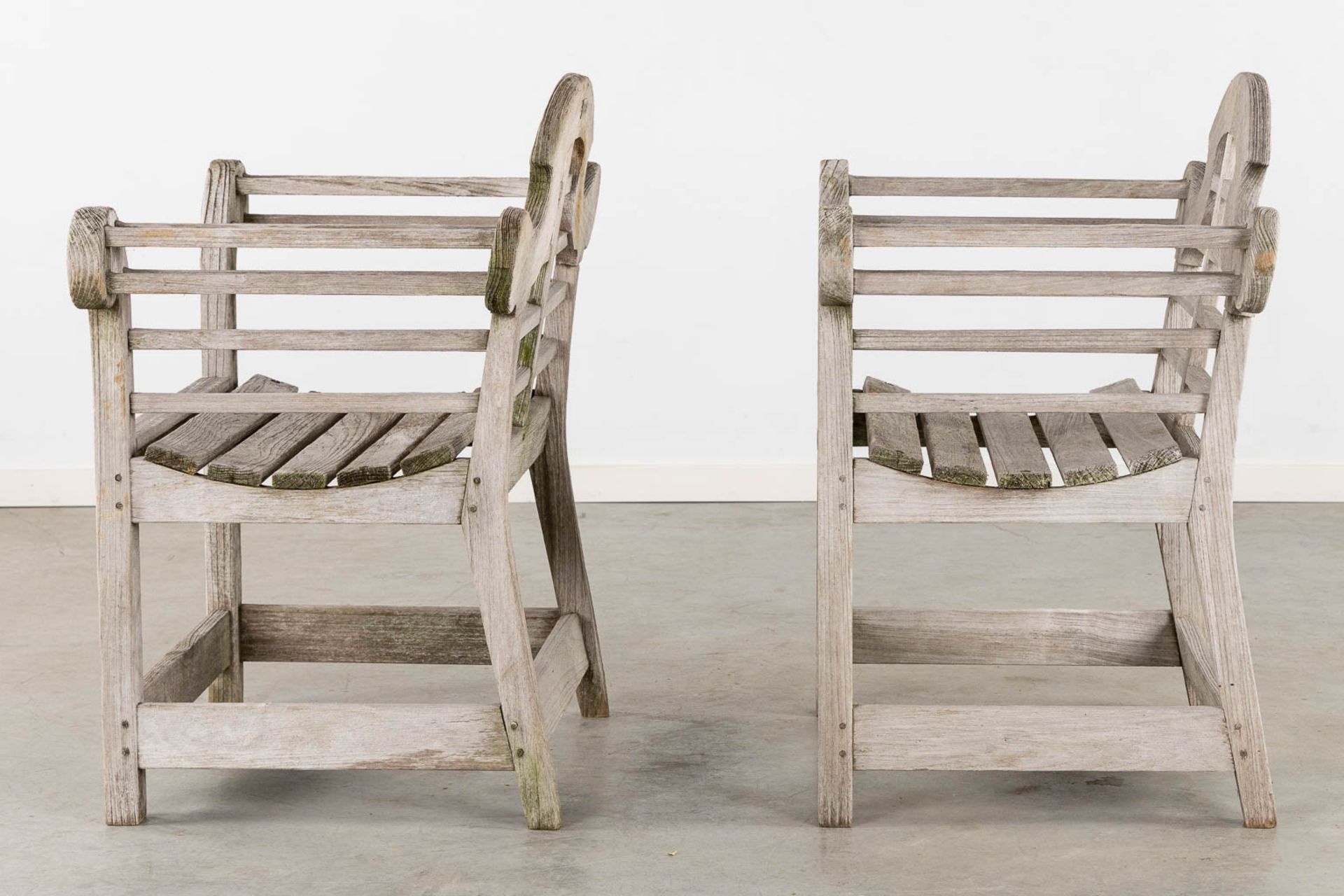 A large garden bench and two armchairs, teak. (L:60 x W:200 x H:105 cm) - Bild 6 aus 18